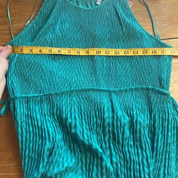 ELLE NWT Pleated Trapeze Sleeveless Textured Spaghetti Straps Mini Dress Sz M - Picture 7 of 8